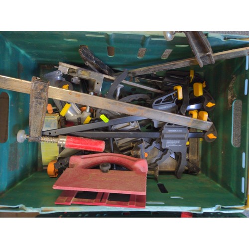 297 - 2 x trays of mostly clamps + other hand tools and attachments