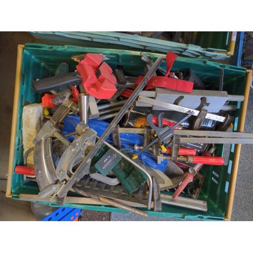 297 - 2 x trays of mostly clamps + other hand tools and attachments