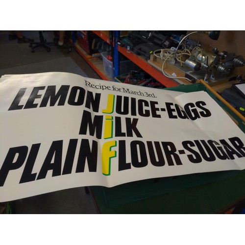 344 - Large quantity of vintage advertising cardboard signs and paper signs, Inc Jif lemon juice, Colemans... 