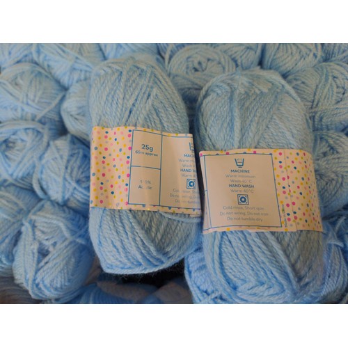 358 - 50x 25gm balls of baby blue acrylic yarn