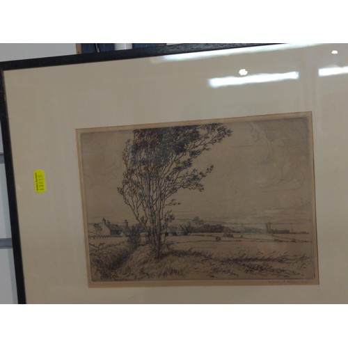 418 - Malcolm Patterson (1873-1941), etching of a rural landscape, signed in pencil and dated 1921, framed... 