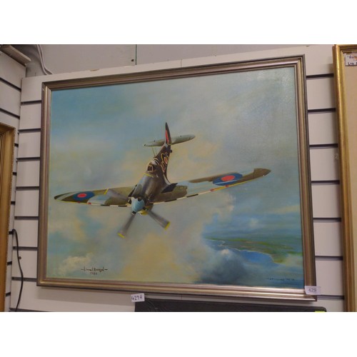 429 - Lionel Baron oil on canvas of a spitfire IX W81 L65.5