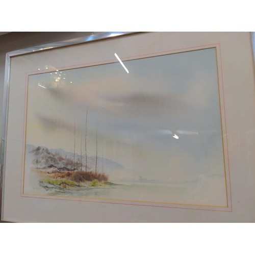 439 - Neil Tonge watercolour of a lake scene.