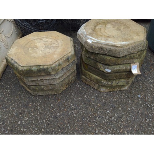 84 - 11 x concrete hexagonal stepping stone slabs 