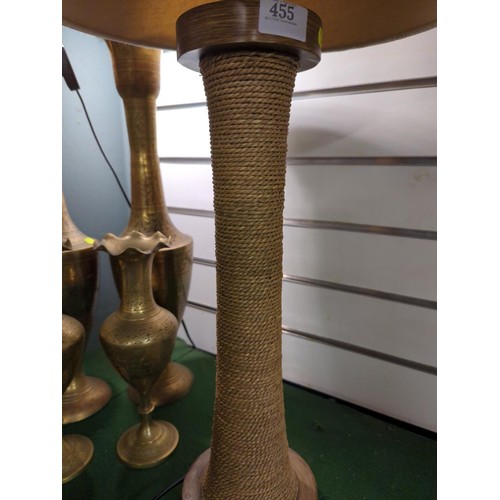 455 - Pair of large rush-wrapped table lamps. H75cm