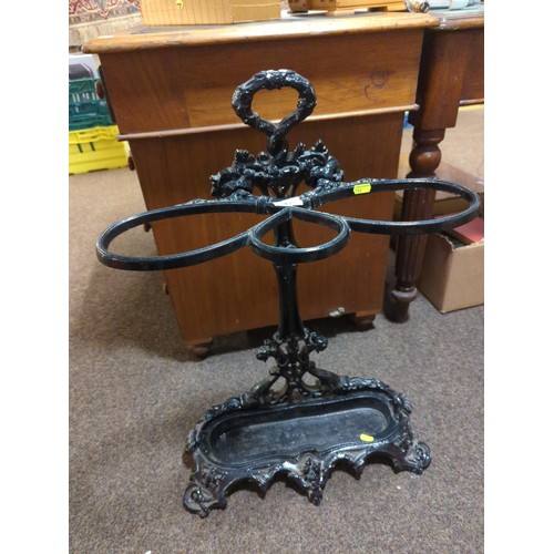 477 - Cast black-painted stick stand. H71cm