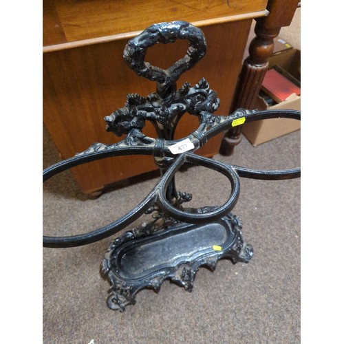 477 - Cast black-painted stick stand. H71cm