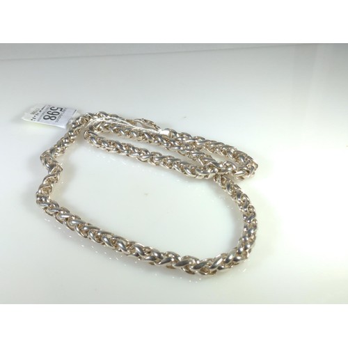 598 - Heavy silver spiga link chain, circumference 610mm, 129.3 grams