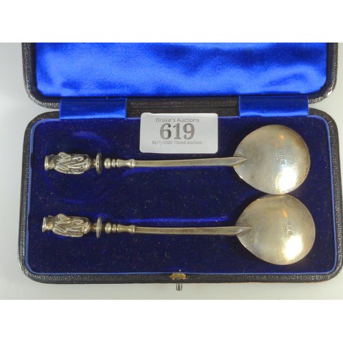 619 - Pair of late Victorian silver souvenir spoons, John Millward Banks, Birmingham 1891, gross weig... 