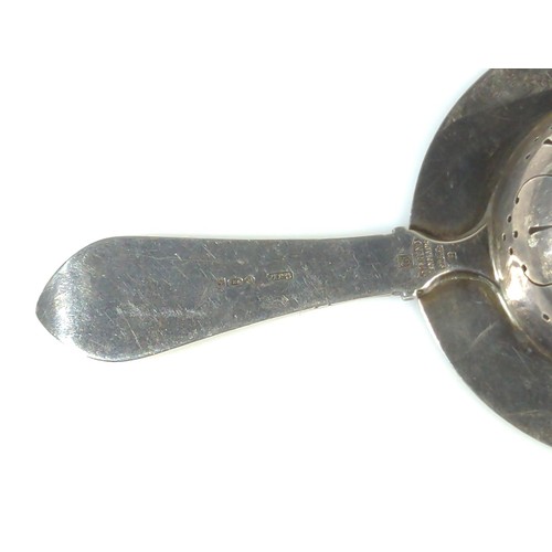 621 - Georg Jensen Ltd Denmark 'Continental (Antik)' pattern tea strainer, import marks for London 1932, l... 