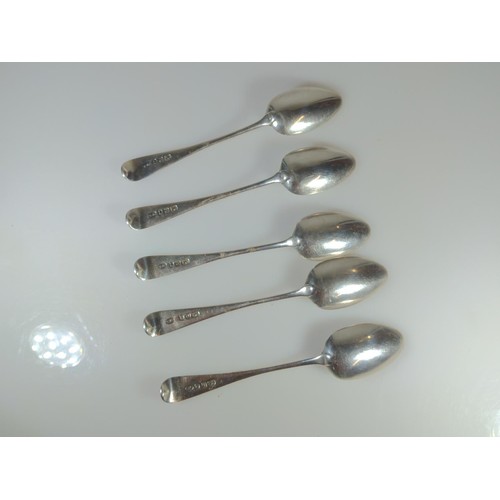 623A - George III part set of five silver teaspoons, maker WS, London 1799, gross weight 74 grams