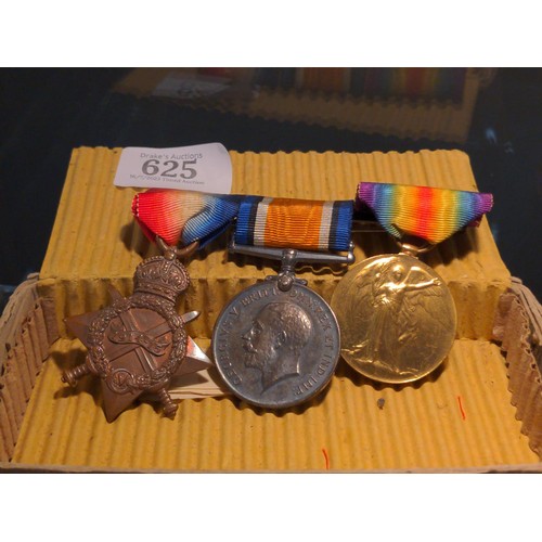 625 - WWI medal trio awarded to WT. SHPT R.E.BREWER R.N comprising 1814-15 Star, George V 1914-1918 medal ... 