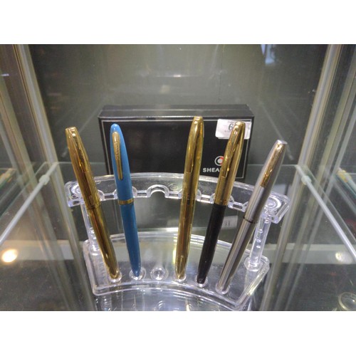 631 - Five 14k gold nibbed Sheaffer pens inc. one Australian and two with rolled gold case