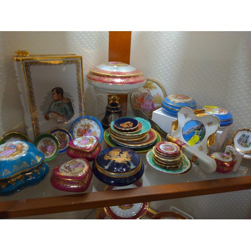 656 - 5 shelves of mixed Limoges ware, display plates, trinket boxes, jugs, vases etc