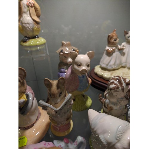 662 - Shelf of 15 Beswick Beatrix Potter figures inc Benjamin Bunny; Tabitha Twitchet & Miss Muppet; J... 