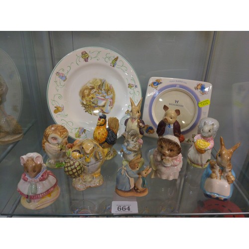 664 - Collection of Beatrix Potter figures plus others inc Beswick Mr Alderman Ptolemy, 13 in total