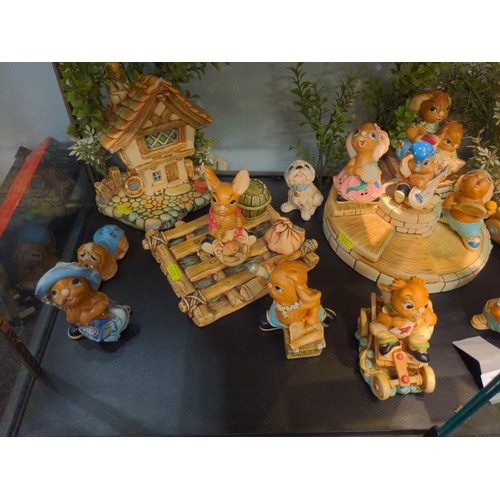 666 - Collection of Pendelfin figures & houses, bandstand etc inc Humphrey, Birdy & Clanger