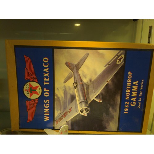 673 - Die cast model 1932 Northrop Gamma, Wings of Texaco, plane. wingspan 34cms, overall length 21.5cms