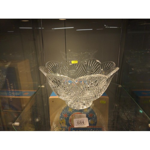 684 - Heavy cut crystal footed bowl, diam 25cms, ht 14 cms