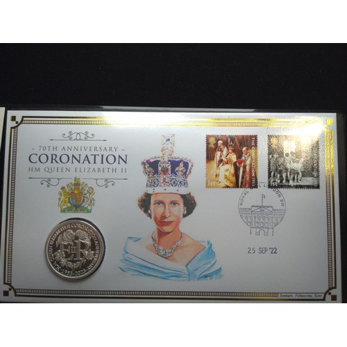 526 - Harrington & Byrne Queen Elizabeth II's 70th Anniversary of Coronation Silver-Plated Coin Cover,... 