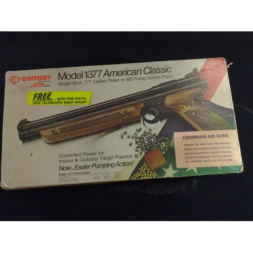 537A - Crosman Model 1377 American Classic single shot .177 cal pellet or BB pump action pistol