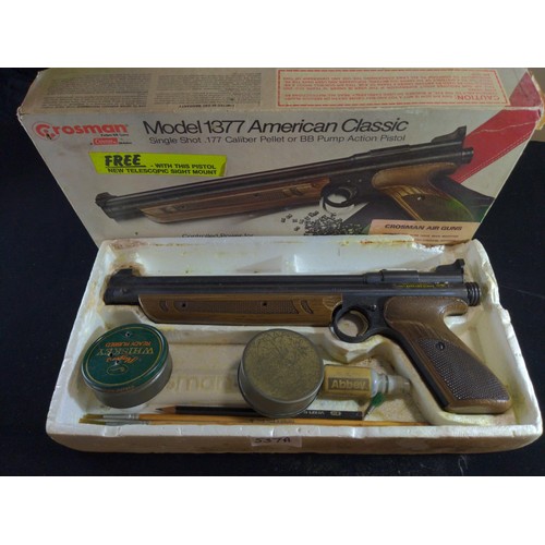 537A - Crosman Model 1377 American Classic single shot .177 cal pellet or BB pump action pistol