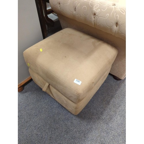 908 - Suede style storage foot stool W51 D51 H41 cm