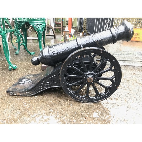 142 - Early C19th. French wrought iron Canon ornament, canon length 60cm, overall L66 x W32cm