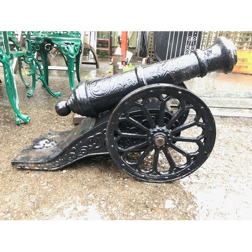 Early C19th. French wrought iron Canon ornament, canon length 60cm, overall L66 x W32cm