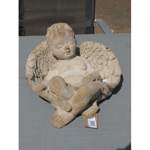 103 - 1 x sleeping concrete cherub