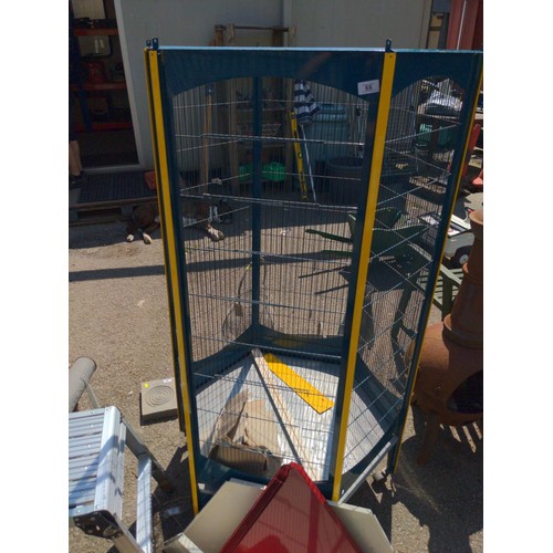 88 - Large metal bird cage on casters (Approx H157cm) W79cm