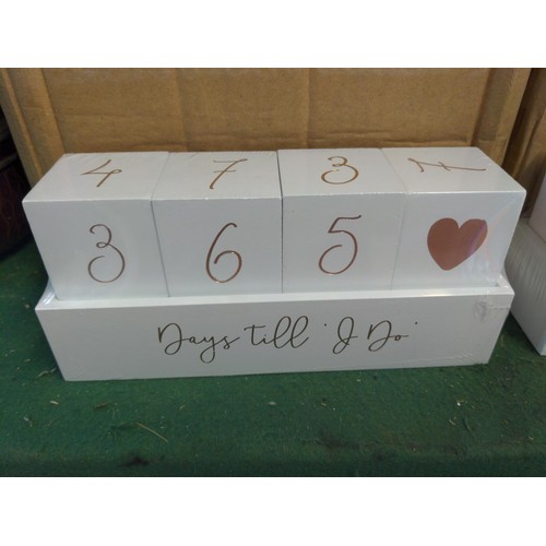 170 - Box of paperchase wedding countdown white & rosegold blocks