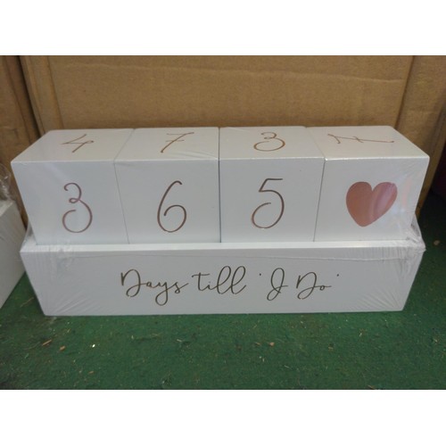 170 - Box of paperchase wedding countdown white & rosegold blocks