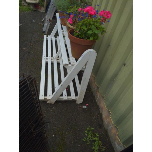 21 - Two tier white painted plant stand L158cm x W48cm x D68cm