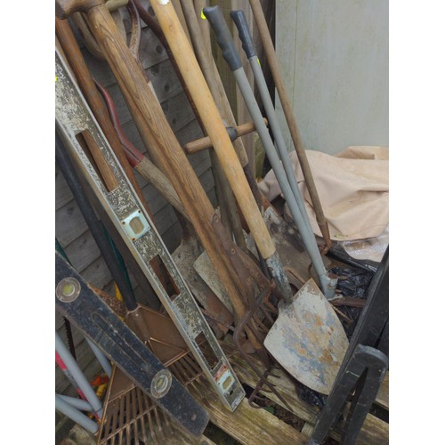 66 - Large quantity of long handled tools 