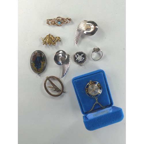 631 - Mixed silver, white metal and costume jewellery