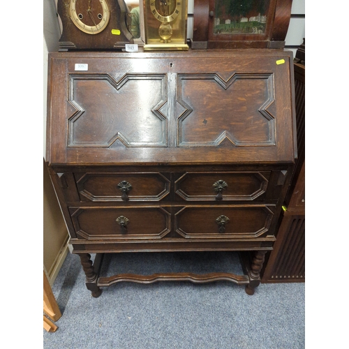 1087 - 1920's OAK Bureau W76 D44 H102 CM