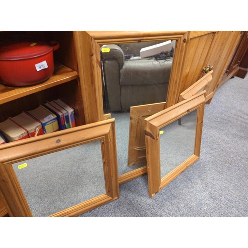 988 - 4 pine framed mirrors, largest w 43 x ht 74 cms