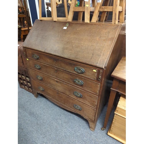 1078 - Large writing bureau with four drawers and inside has 7 total drawers/ compartments and pigeon holes... 