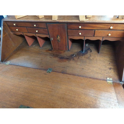 1078 - Large writing bureau with four drawers and inside has 7 total drawers/ compartments and pigeon holes... 