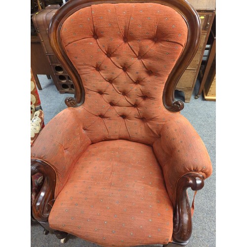 1083 - Button back upholstered Victorian arm chair W 80 H105 cm