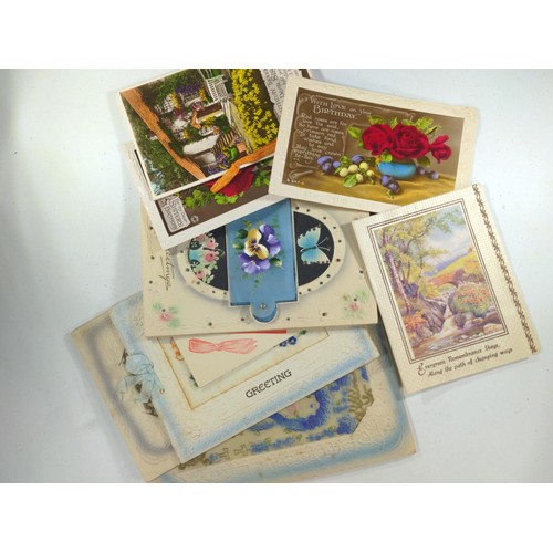 171 - Four part filled stamp albums and binder, together with some vintage cards