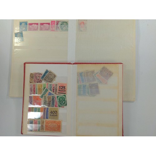 171 - Four part filled stamp albums and binder, together with some vintage cards