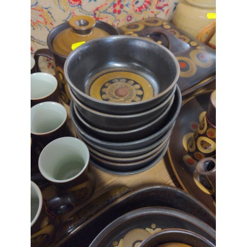 91 - Large quantity of 1970's Denby tea, dinner and serving ware