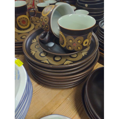 91 - Large quantity of 1970's Denby tea, dinner and serving ware