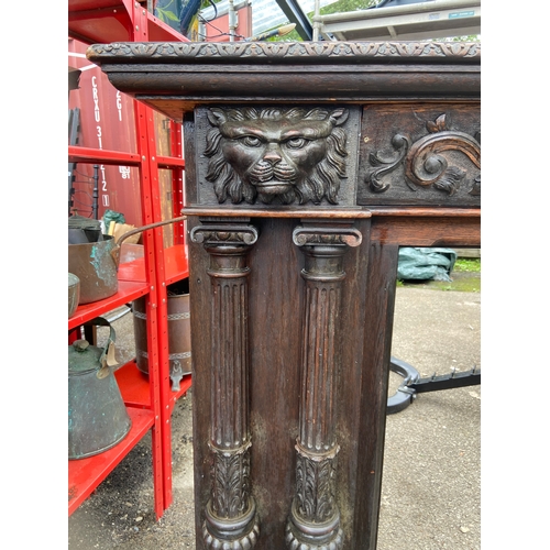 531 - Large decorative oak fire surround . W172 D27 H124 cm approximately.