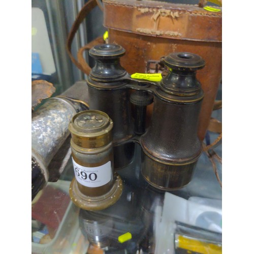 243 - A. Kershaw & Son Ltd 1918 monocular (AF), three pairs of vintage binoculars etc.