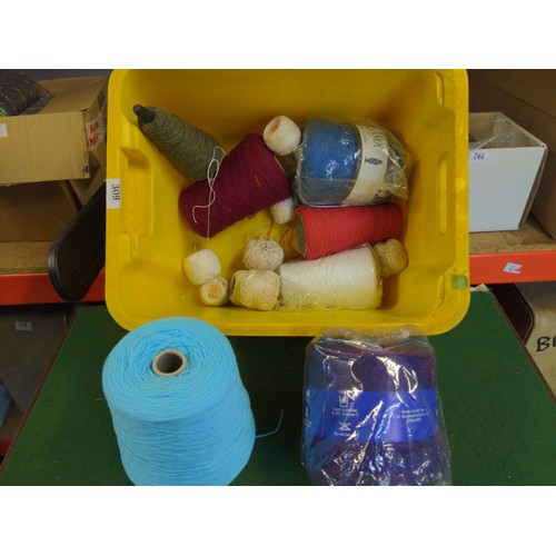 615 - Box of various coloured yarns