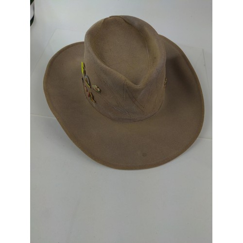 146 - Canadian leather hat & 1 other