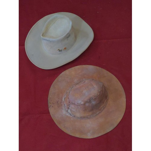 146 - Canadian leather hat & 1 other